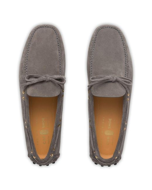 Car Shoe Gray Lace-up Suede Boat Shoes for men