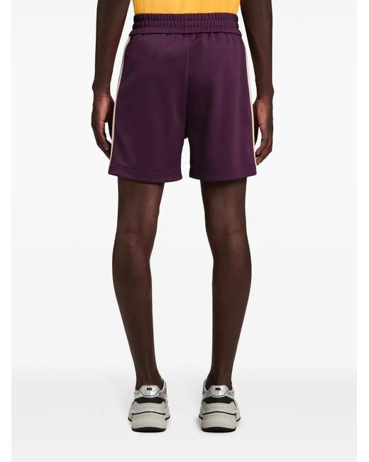 Palm Angels Purple "Contrast Band Track Bermuda Shorts With for men