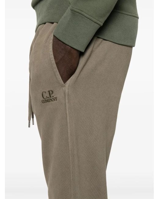 C P Company Gray Relaxed Fit Jogger Pants With Tapered Leg And Embroidered Logo for men