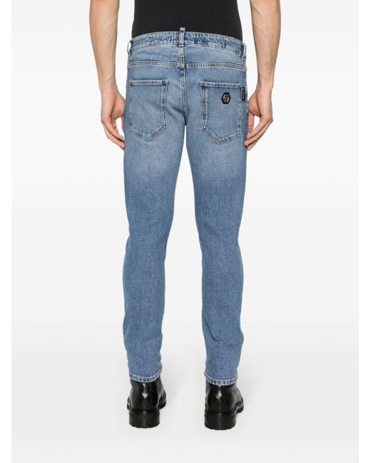 Philipp Plein Halbhohe Skinny-Jeans in Blue für Herren