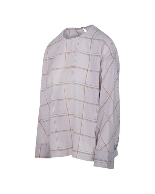 Forte_forte Gray Plaid-Pattern Blouse