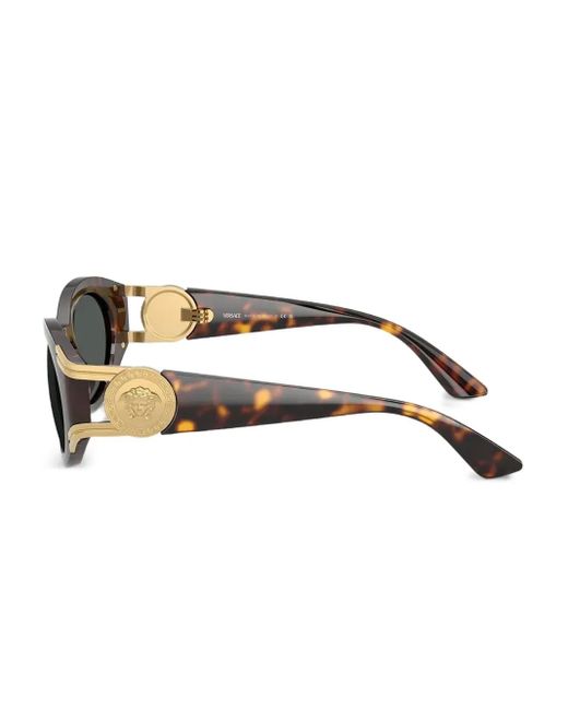Versace Gray Medusa Biggie Oval-Frame Sunglasses