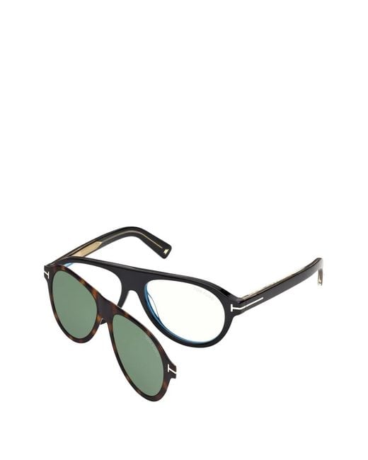 Tom Ford Black Lunettes De Vue À Monture Pilote Et Verres Solaires À Clip for men