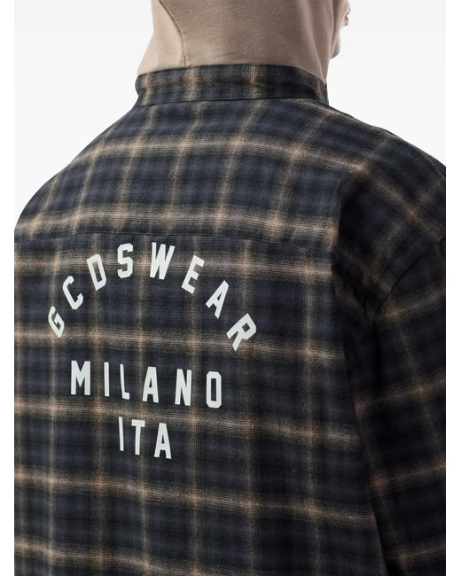 Camicia A Quadri Con Cappuccio di Gcds in Black da Uomo