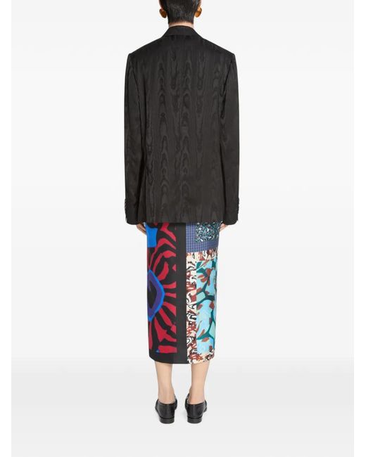 Dries Van Noten Black Double Breasted Moiré Blazer