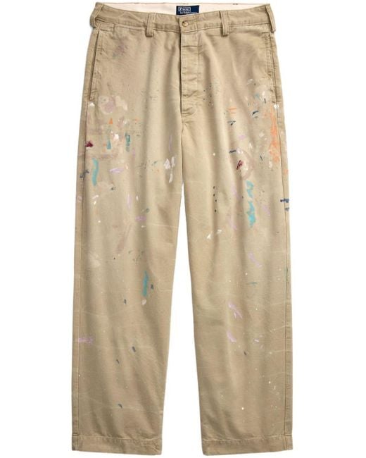 Polo Ralph Lauren Natural Burroughs Big Fit Paint-Splatter Chinos for men