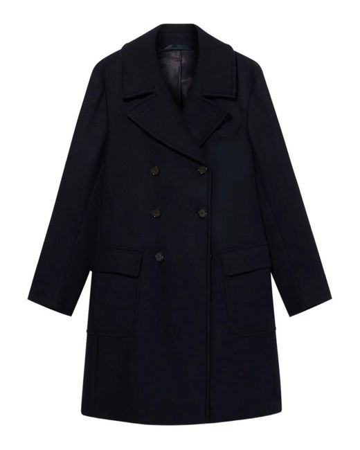Brooks Brothers Blue Double-Breasted Wool-Blend Coat for men