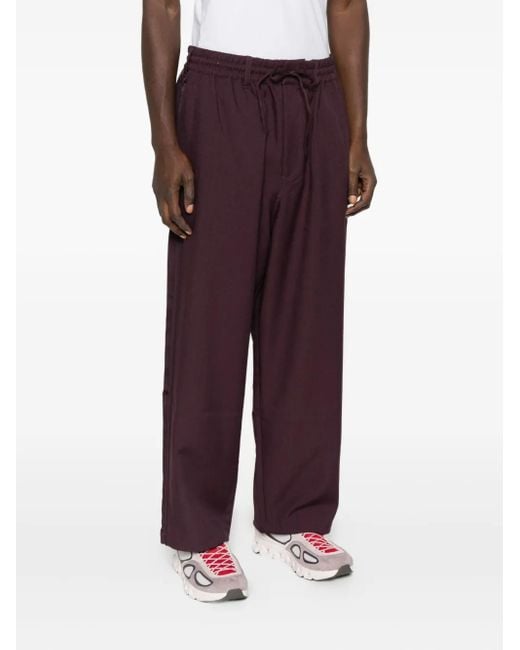Y-3 Purple Drawstring-Waist Cotton Trousers for men