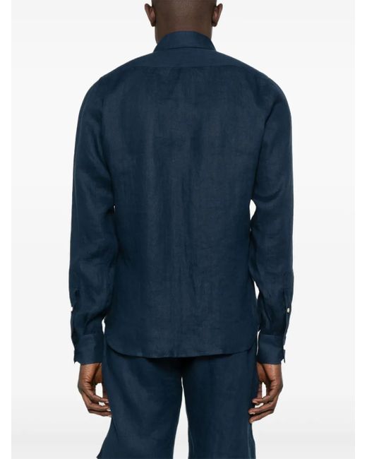 Kiton Blue Linen Shirt for men