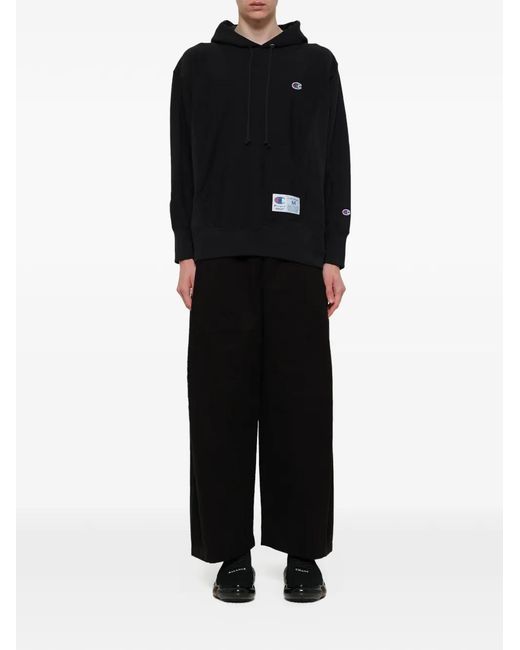 Undercover Black X Uc Logo-Patch Drawstring Hoodie for men