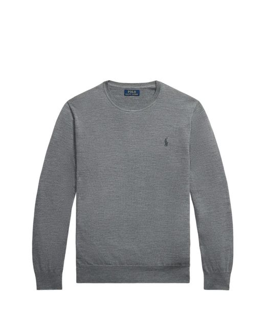 Polo Ralph Lauren Gray Logo-Embroidered Wool Sweater for men