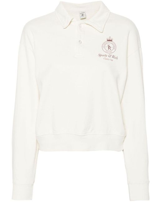 Sporty & Rich White Crown Cotton Polo Shirt