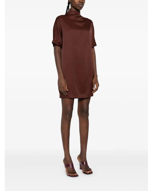 Loulou de Saison Red Elton High-Neck Short-Sleeve Mini Dress