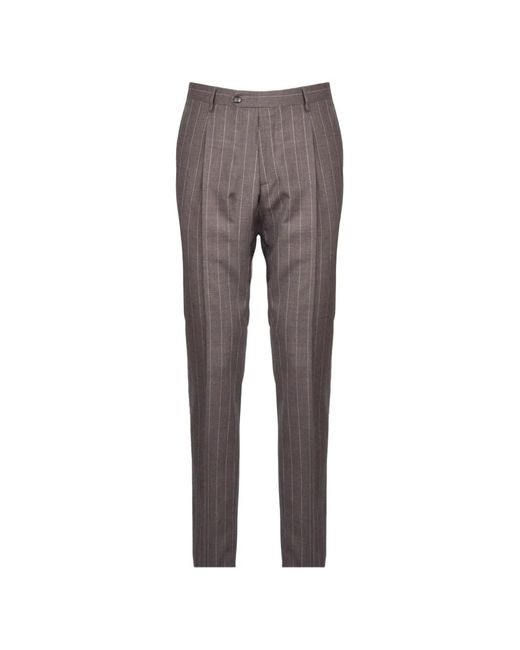 Tagliatore Brown Pinstripe Virgin Wool Suit for men