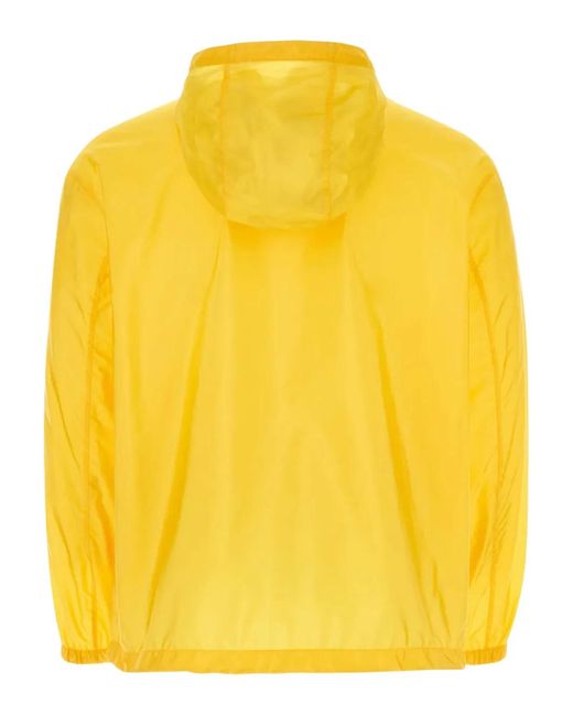 Prada Yellow Hooded Zip-Front Jacket for men