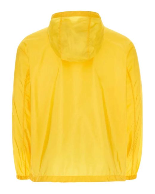 Prada Yellow Hooded Zip-Front Jacket for men