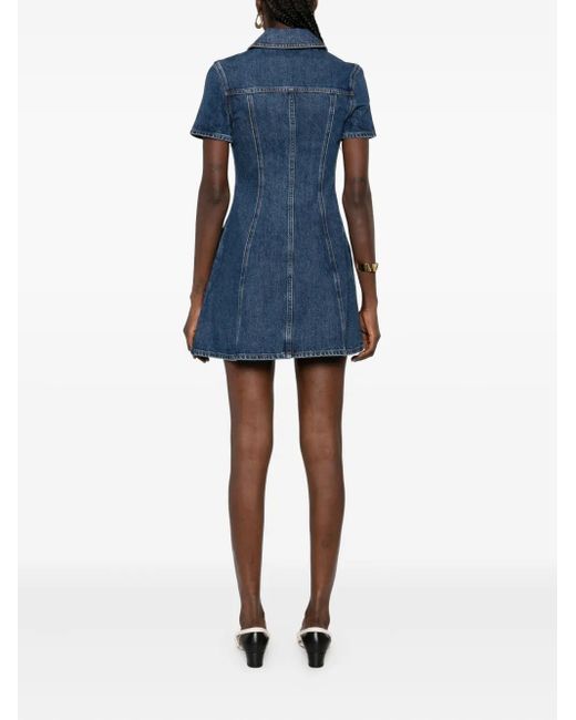 Self-Portrait Blue Button-Fastening Denim Dress