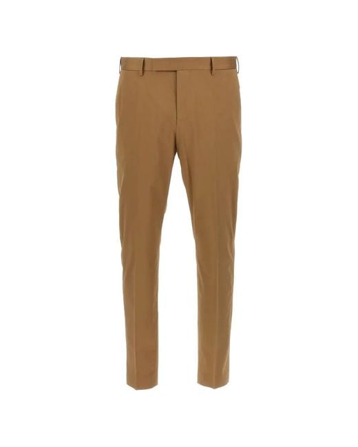 PT Torino Natural Logo-Plaque Tailored Trousers for men