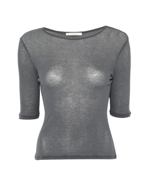 Amomento Gray Round-Neck T-Shirt