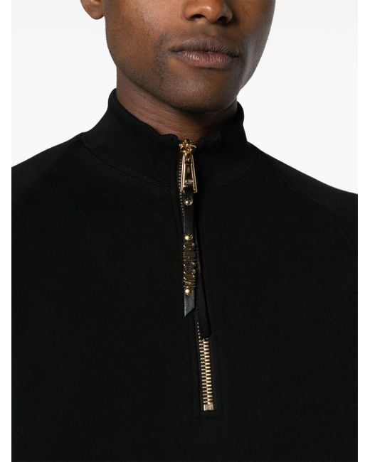 Sweat zippé à logo strassé Moschino pour homme en coloris Black