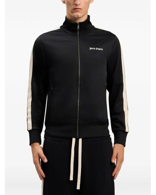 Palm Angels Black Full Zip Classic Logo Track Top for men