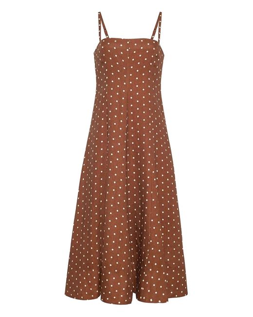 Cara Cara Brown Polka-Dot Midi Day Dress