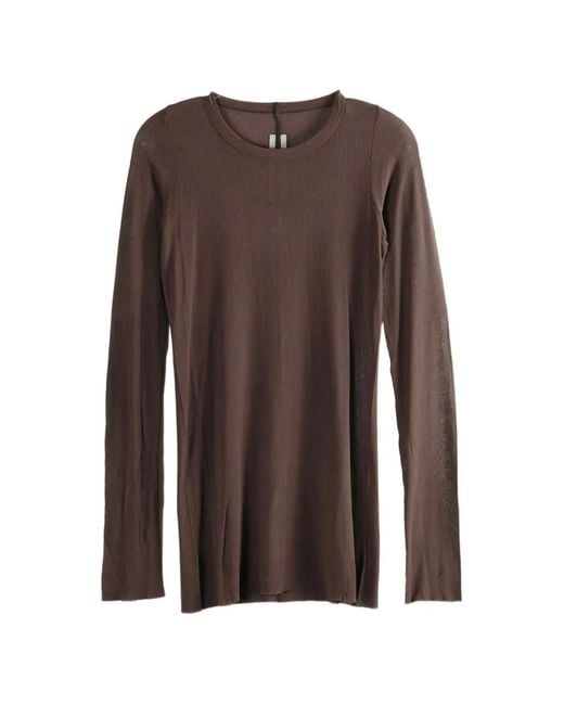 Rick Owens Brown Ribbed Long-Sleeve T-Shirt for men