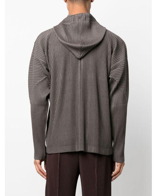 Issey Miyake Zip-Up Plissé Hoodie Homme Plissé Issey Miyake Pleated zip-up Hoodie | Grey