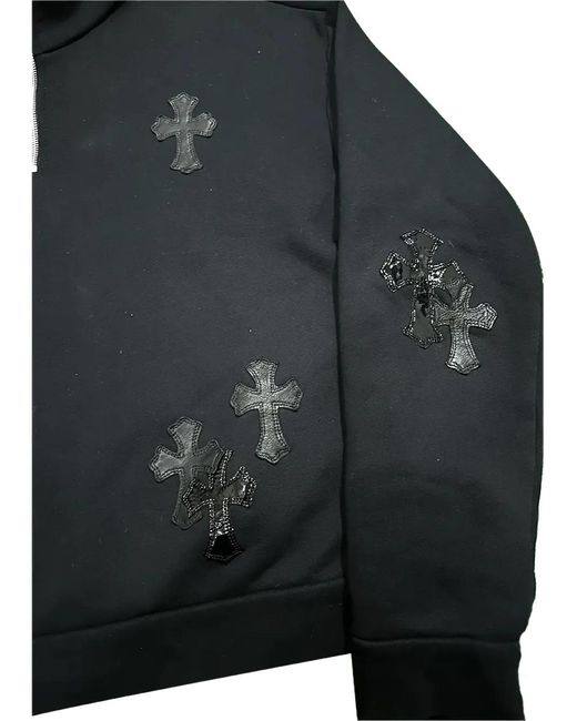 Chrome Hearts Black Cross-Patch Quarter-Zip Sweater for men