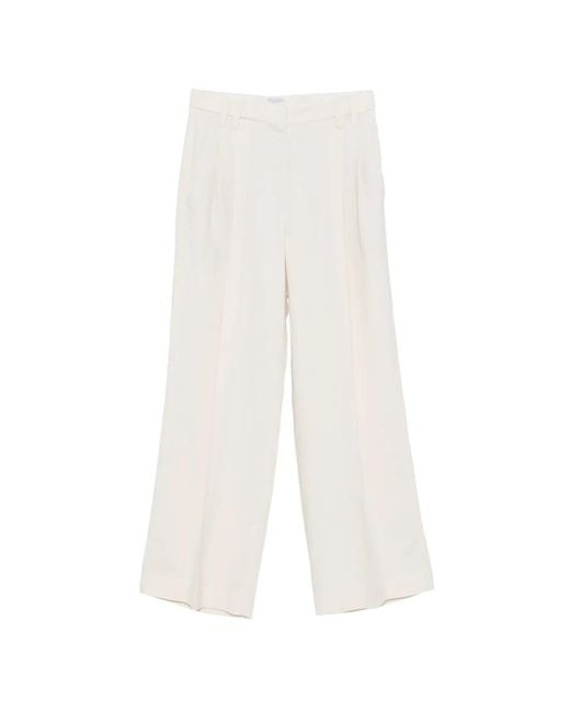 Brunello Cucinelli White Pleated Trousers