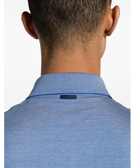 Zegna Blue Mélange-effect Polo Shirt for men