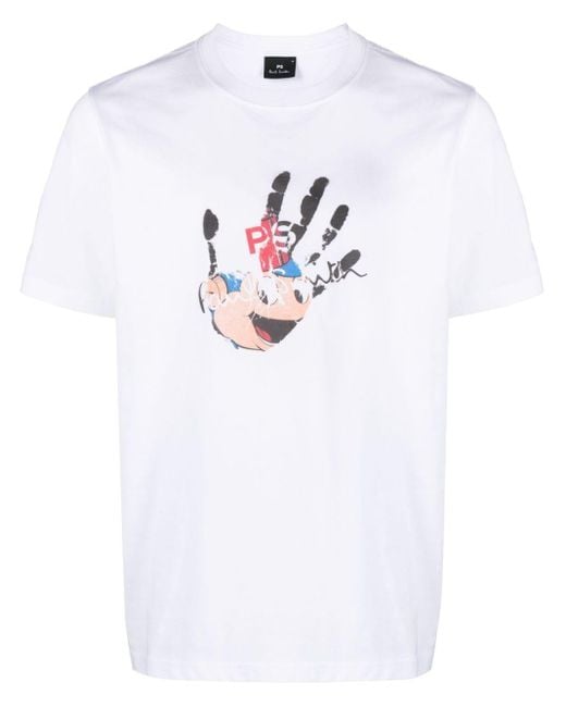 PS by Paul Smith White Hand Logo-print T-shirt for men