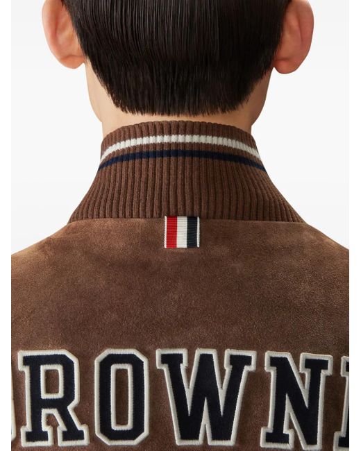 Thom Browne Brown Suede Knit Rib Blouson Jacket for men