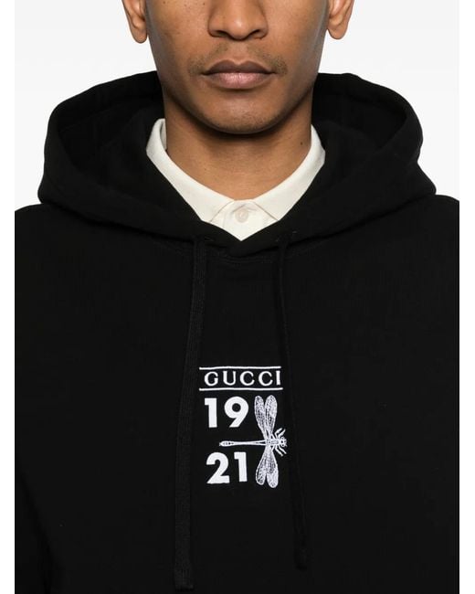 Gucci Black Graphic Hooded Sweatshirt for men