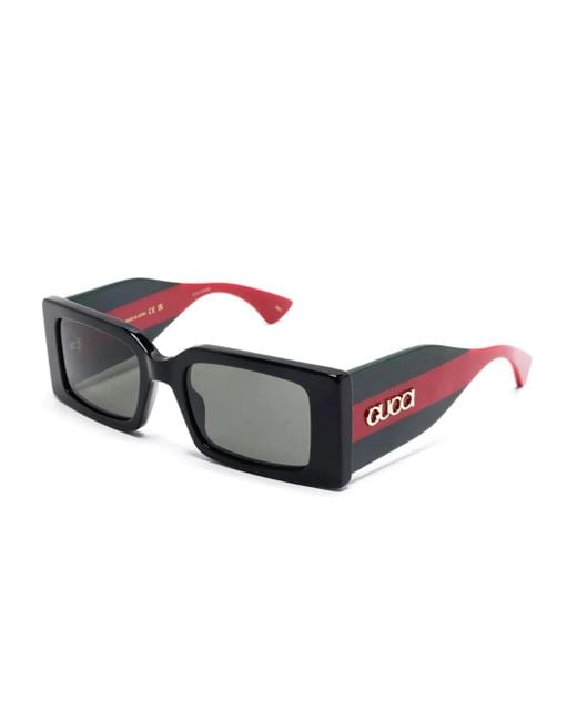 Gucci Gray Rectangular-Frame Sunglasses