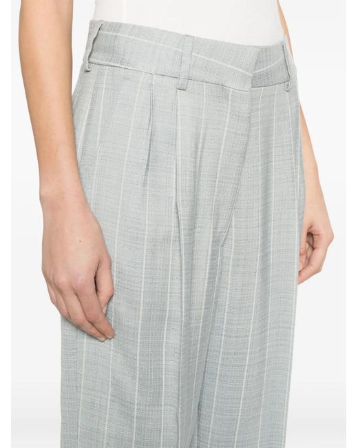 Blazé Milano White Striped Pleated Trousers