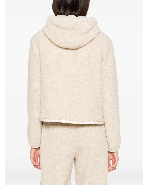 Moncler Natural Quilted Fleece-Texture Puffer Jacket