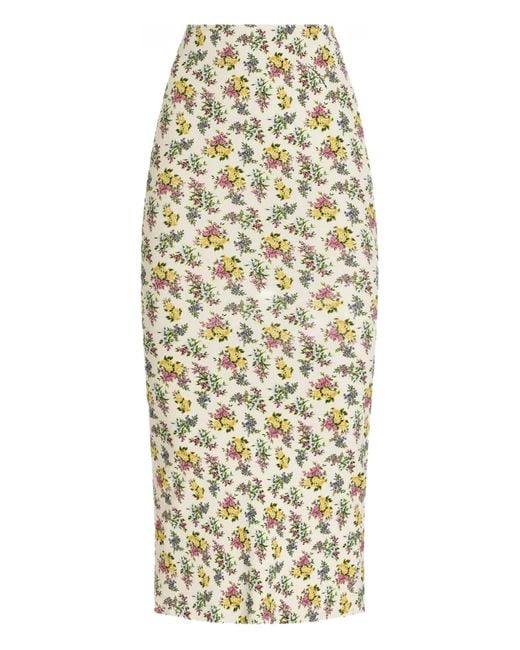 Dolce & Gabbana Metallic Floral-Print Pencil Skirt