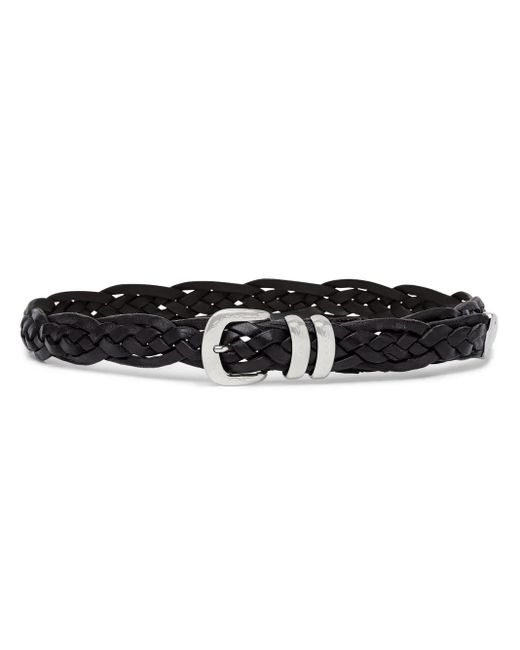 Brunello Cucinelli Black Braided Leather Belt for men