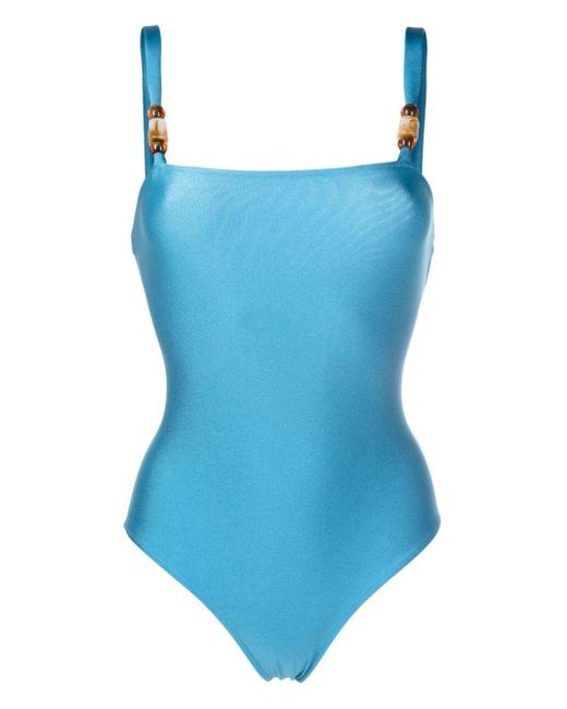 Adriana Degreas Blue Bead-embellished Swimsuit