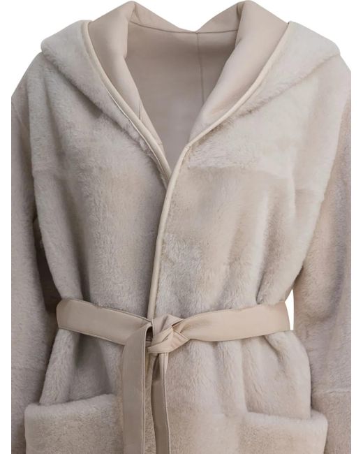 Blancha シアリング フーデッドコート Natural