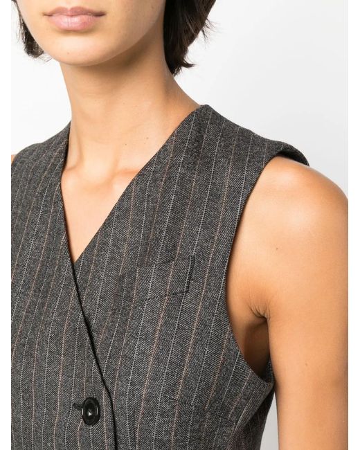 Stella McCartney Black Double-Breasted Pinstripe Minidress