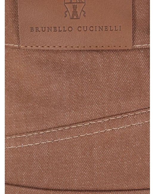 Brunello Cucinelli Brown Contrast-Stitch Wide-Leg Jeans