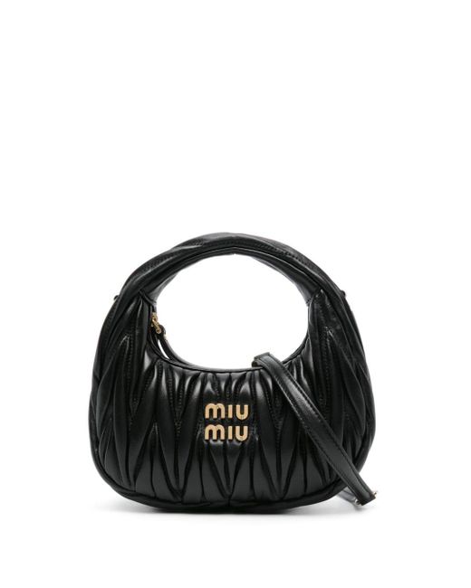 Miu Miu Black Mini-Tasche aus Matelasse-Leder
