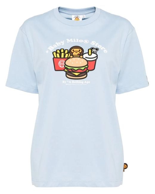 A Bathing Ape Blue Graphic-Print T-Shirt