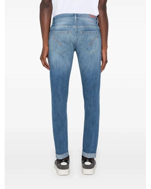 Dondup Blue Straight-Leg Stonewashed Jeans for men