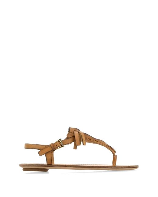 Prada Brown Bow-Detail Buckled Sandals