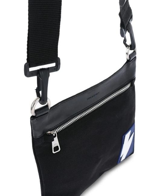 Neil Barrett Black Logo-Patch Shoulder Bag for men