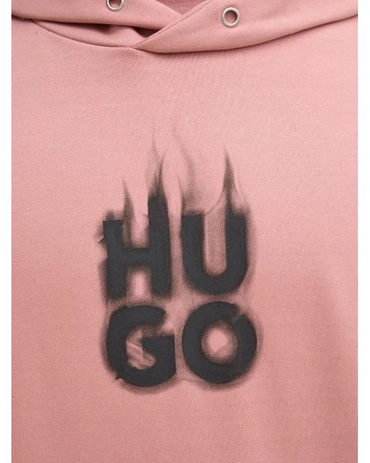 メンズ HUGO ロゴ パーカー Pink