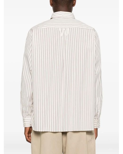 Willy Chavarria White Striped Shirt for men